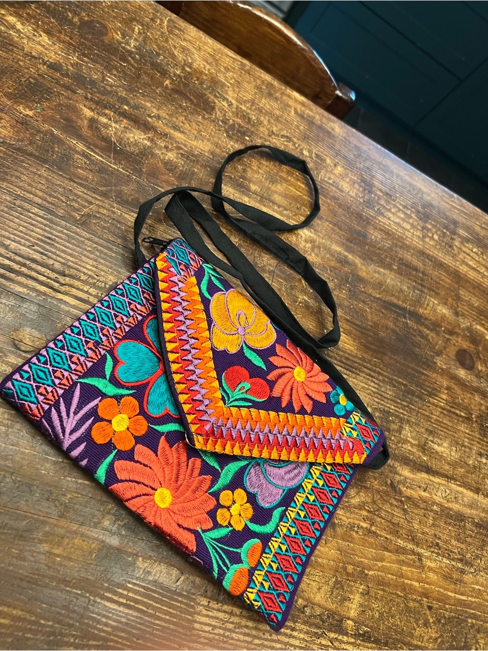 Embroidered Floral Crossbody Bag in Multicolor